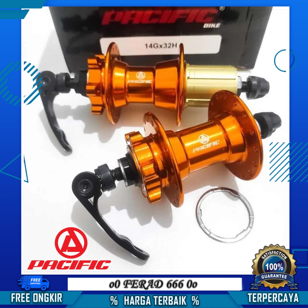 Hub Freehub Pasific Alloy 28H Cassette/Slop Disc Brake Sixbolt Depan 2 Bearing Belakang 4 Bearing Ja