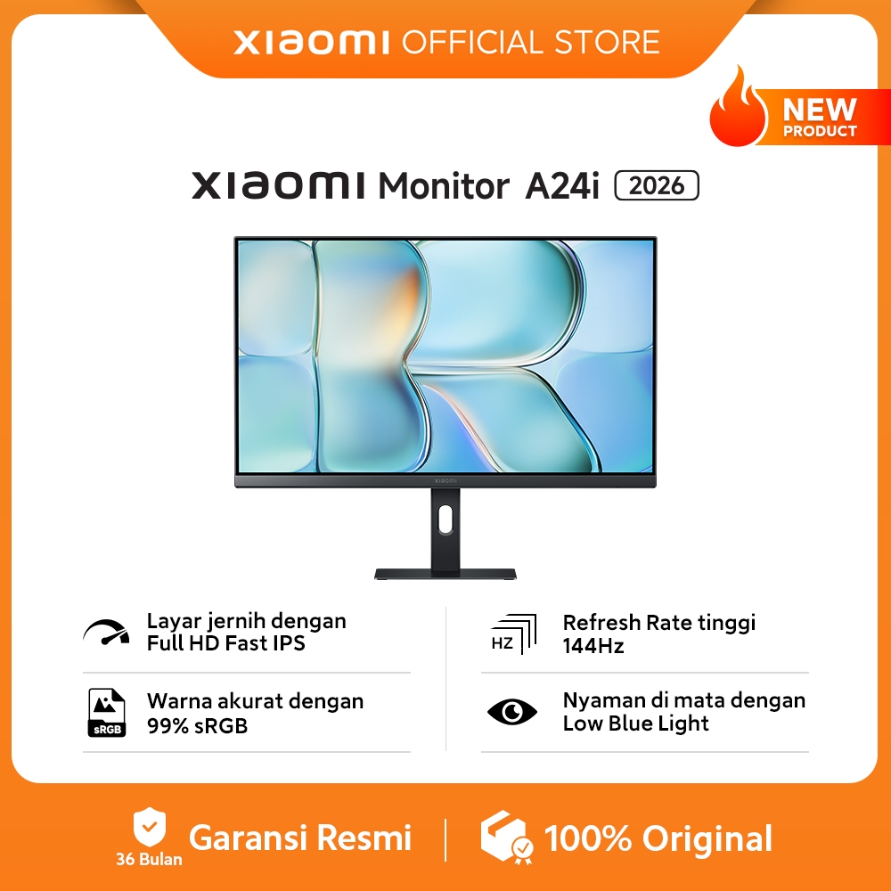 Xiaomi Monitor A24i 2026 Layar Jernih dengan Full HD Fast IPS | Refresh Rate Tinggi 144Hz | Warna Ak