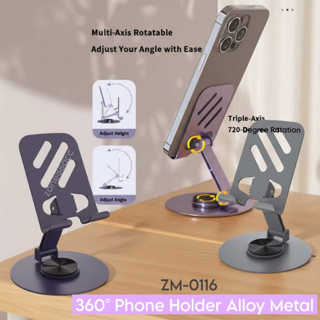 Stand Holder HP Alloy Metal Rotasi 360° \ phone holder meja / holder hp meja \ holder hp \ phone hol