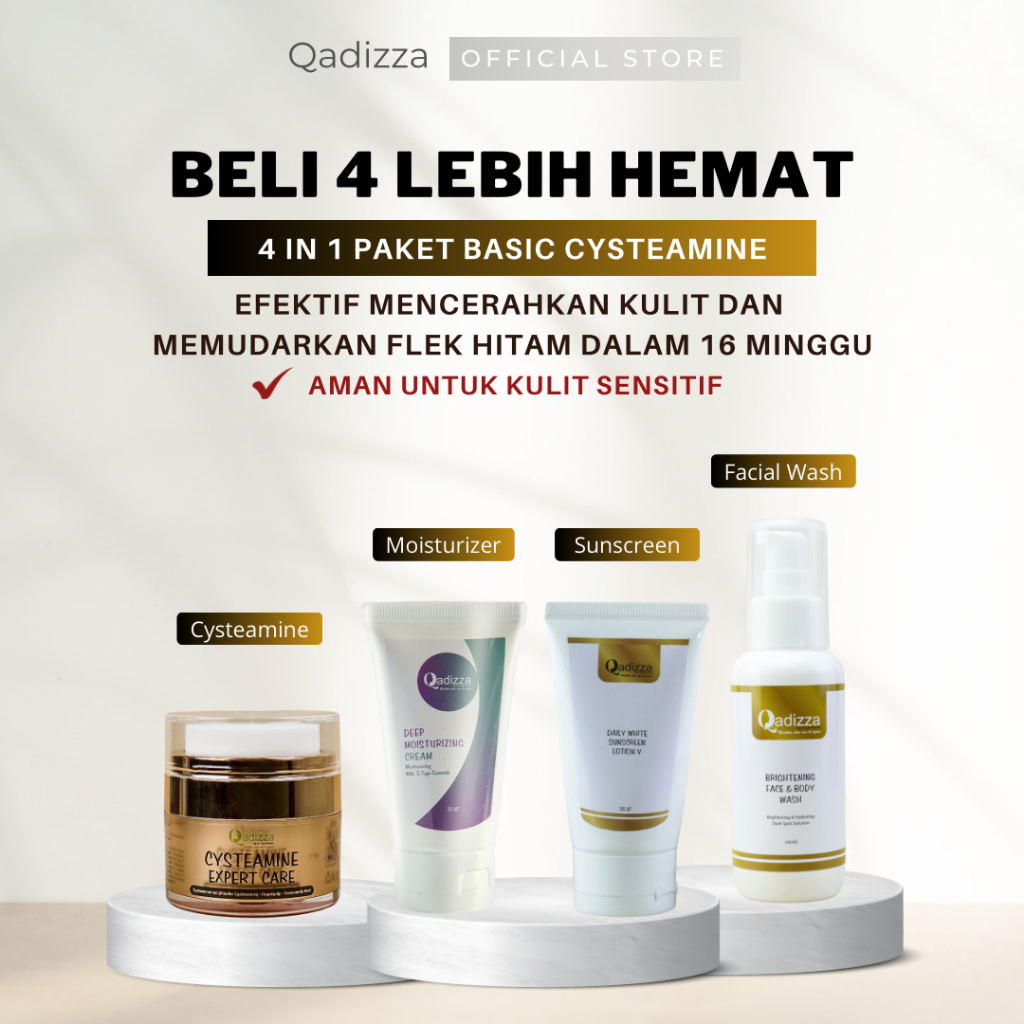 QADIZZA PAKET BASIC CYSTEAMINE GOLD 5% Micellar Cysteamine (Efektif Memudarkan Flek Hitam Dalam 16 M