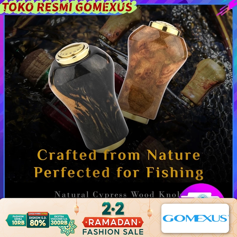 Gomexus Handle Knob Reel Kayu cemara 22mm premium mewah Handle Kneop untuk Reel Spinning Shimano & D