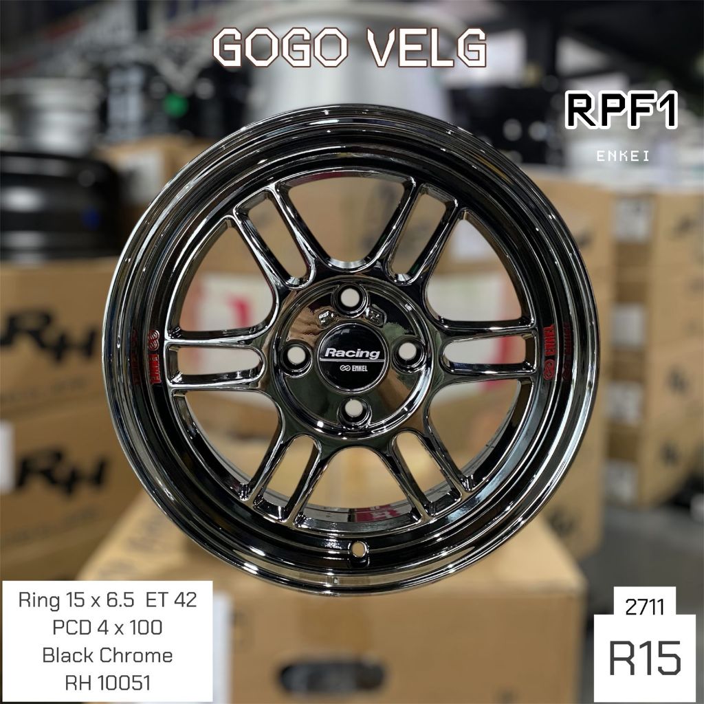 Velg Mobil R15 RPF1 Face 2 PCD 8X100/114,3 Lebar 7 ET 41 Black Chrome Yaris Jazz VF3 Avanza  Ring 15