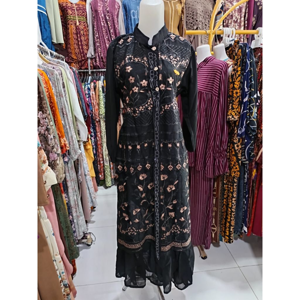 COD/ Gamis ceruty kombinasi burkat