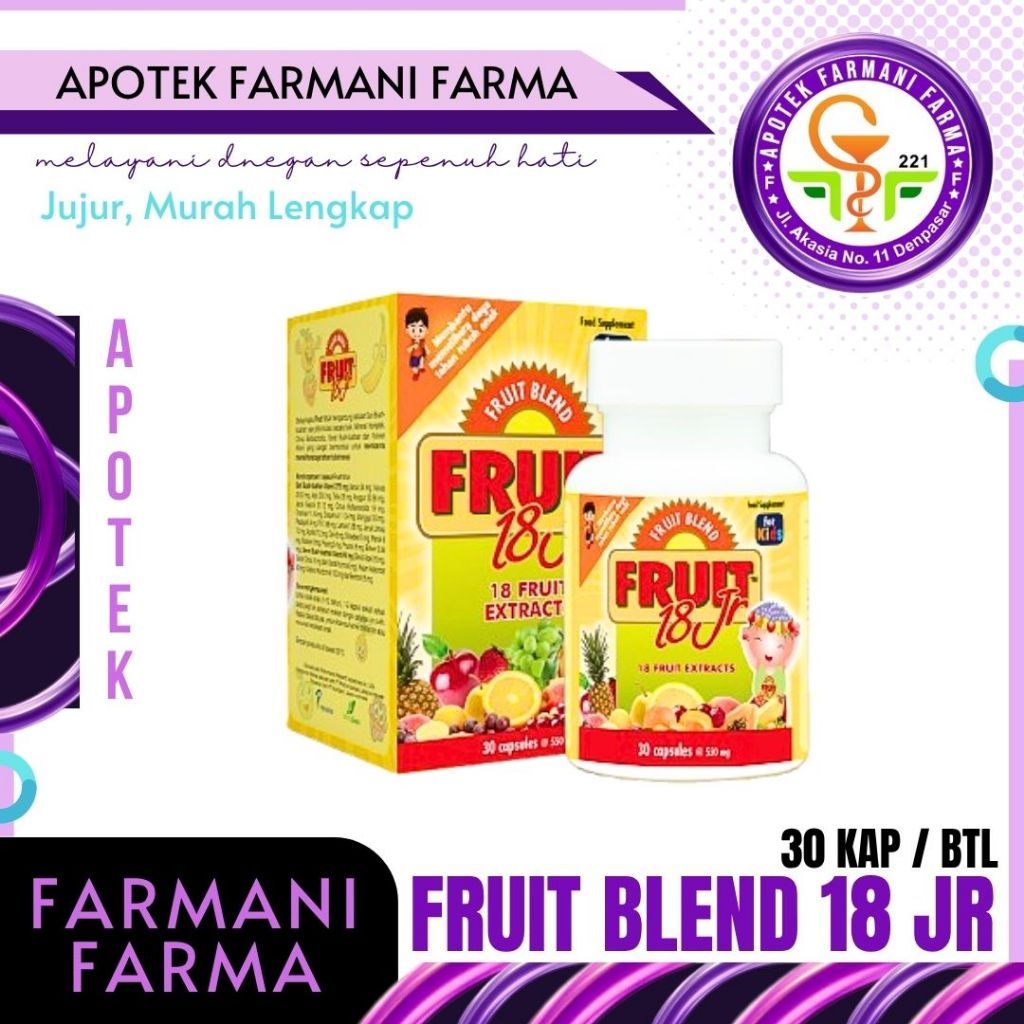 FRUIT BLEND 18 JR 30 KAPSUL / VITAMIN BUAH BUAHAN / ESTRAK BUAH / VITAMIN ANAK / DAYA TAHAN TUBUH DA