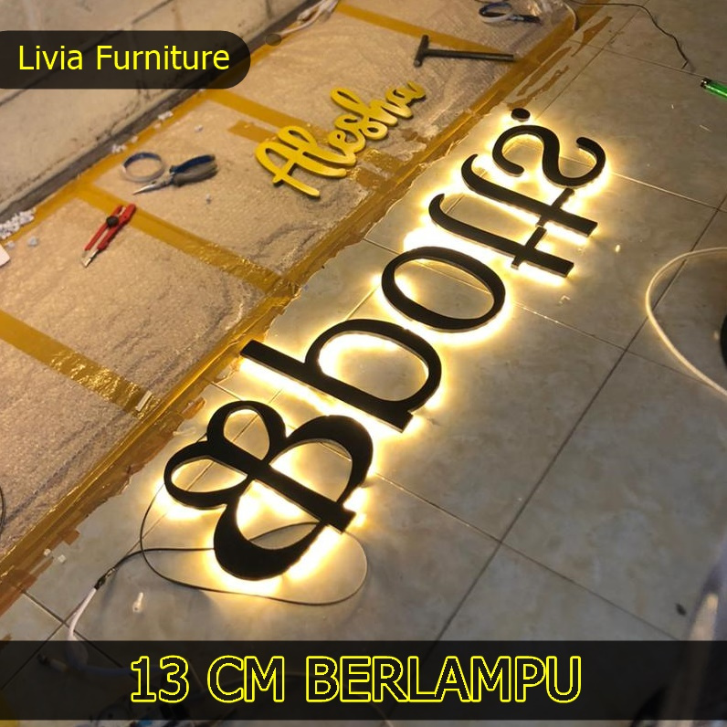 HURUF TIMBUL MENYALA / 13 CM / WATERPROOF / BAHAN PVC / HURUF OUTDOOR / HURUF AKRILIK / HURUF LAMPU 