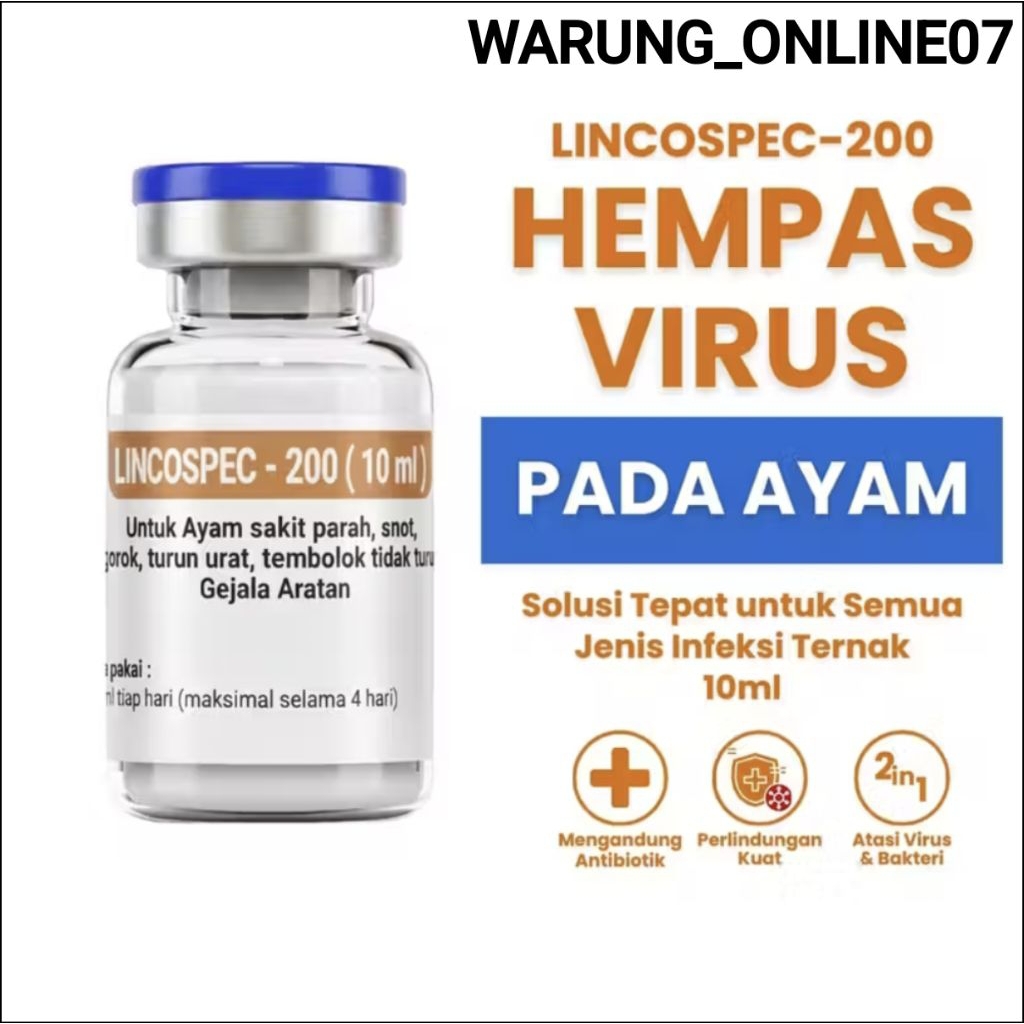 Lincospec 200 Original Dosis 10ml - 10x Lebih Bagus Dari Medoxy L dan Medoxy LA Obat Hewan Sakit Kro