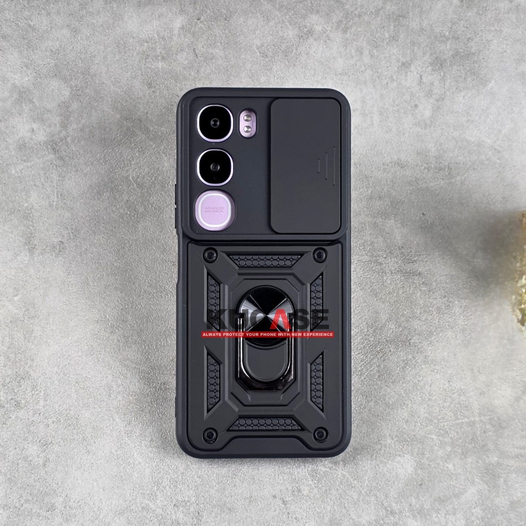 Vivo Y21D Case Softcase slide Armor Case Robot Black + Slide Kamera Vivo Y21D
