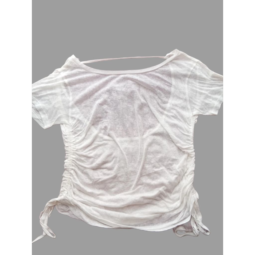 kaos polos wanita samping tali serut