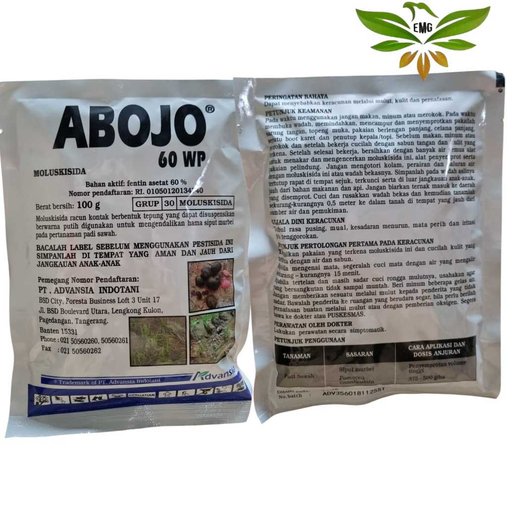Abojo 60 Wp 100 Gr Obat Pembasmi Keong Padi