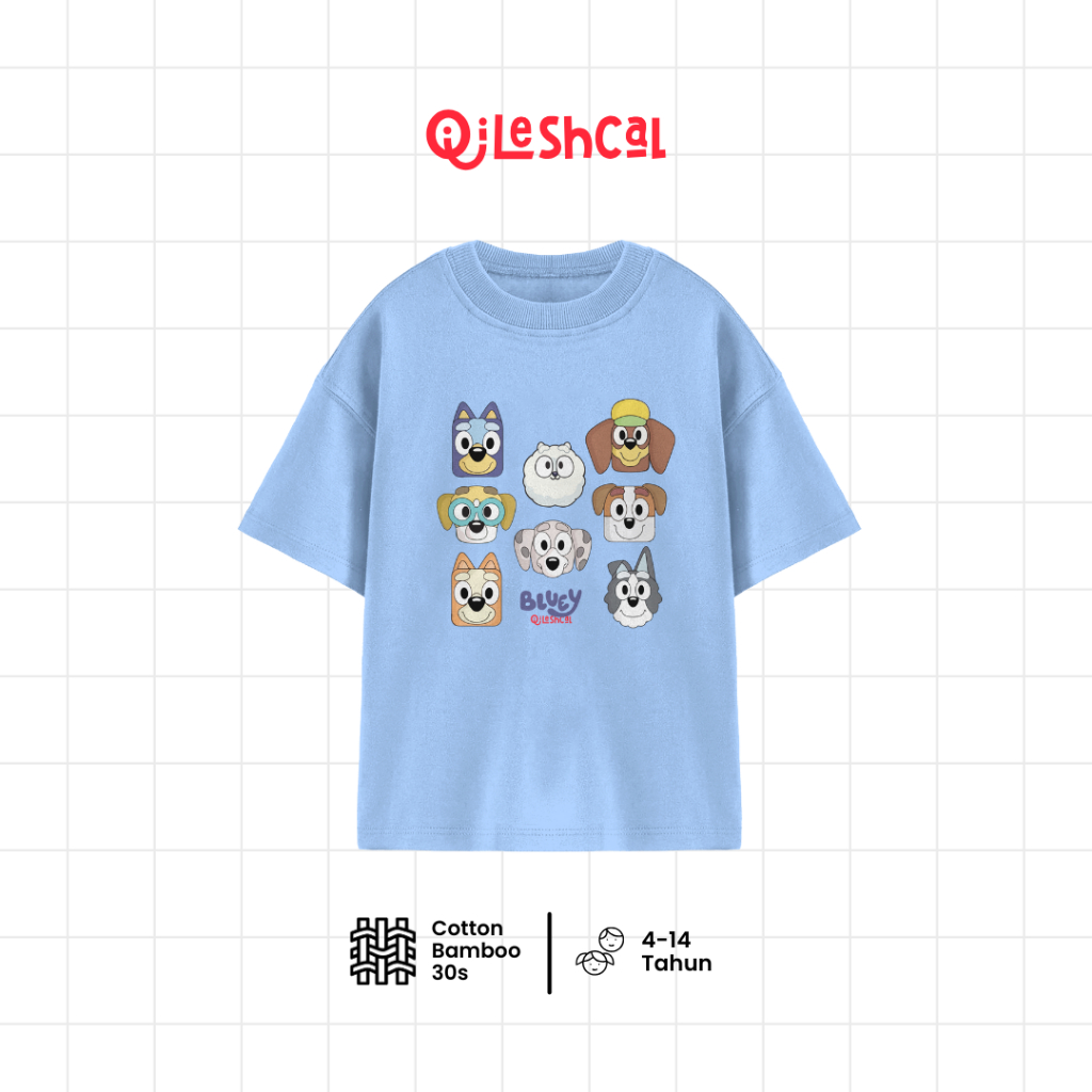 Qileshcal - Bluey Kaos Anak Unisex Bahan Cotton Bamboo