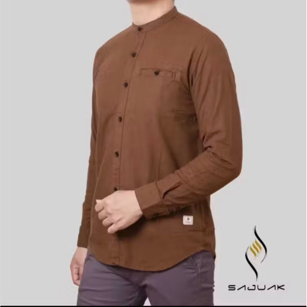 Sajuak Kemeja Koko Kemko Pria Lengan Panjang Sanghai Kancing Full Original Sajuak