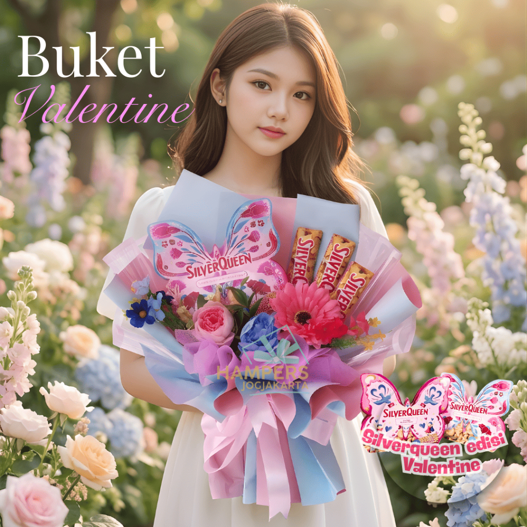 Buket Coklat Valentine SilverQueen Special Valentine Day Ukuran 40 x 40 cm Jumbo Pink