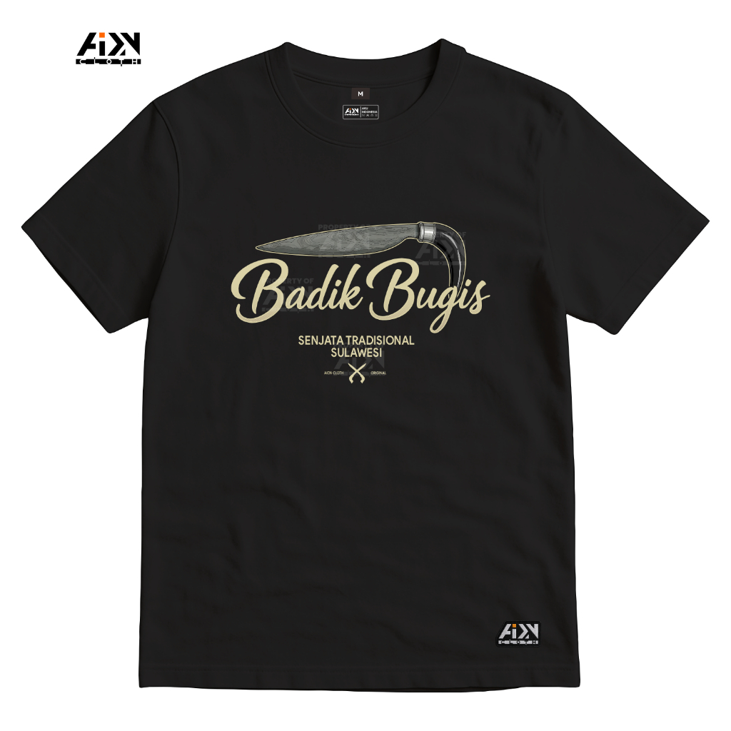 T-Shirt Hitam Kaos Badik Bugis – Baju Distro - Baju Bugis - Baju Perantau Bugis - Premium Cotton Com