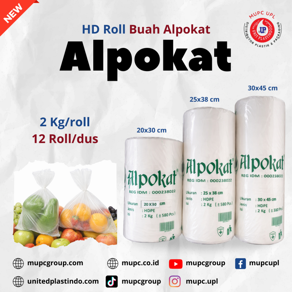 Hd Roll Buah Alpokat/ plastik buah roll/ plastik sayur