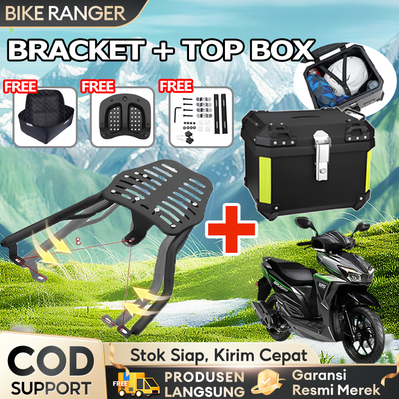 Anchi Bracket Box + 45L Motor box motor Kotak penyimpanan MOTOR MURAH ABS belakang sepeda motor untu