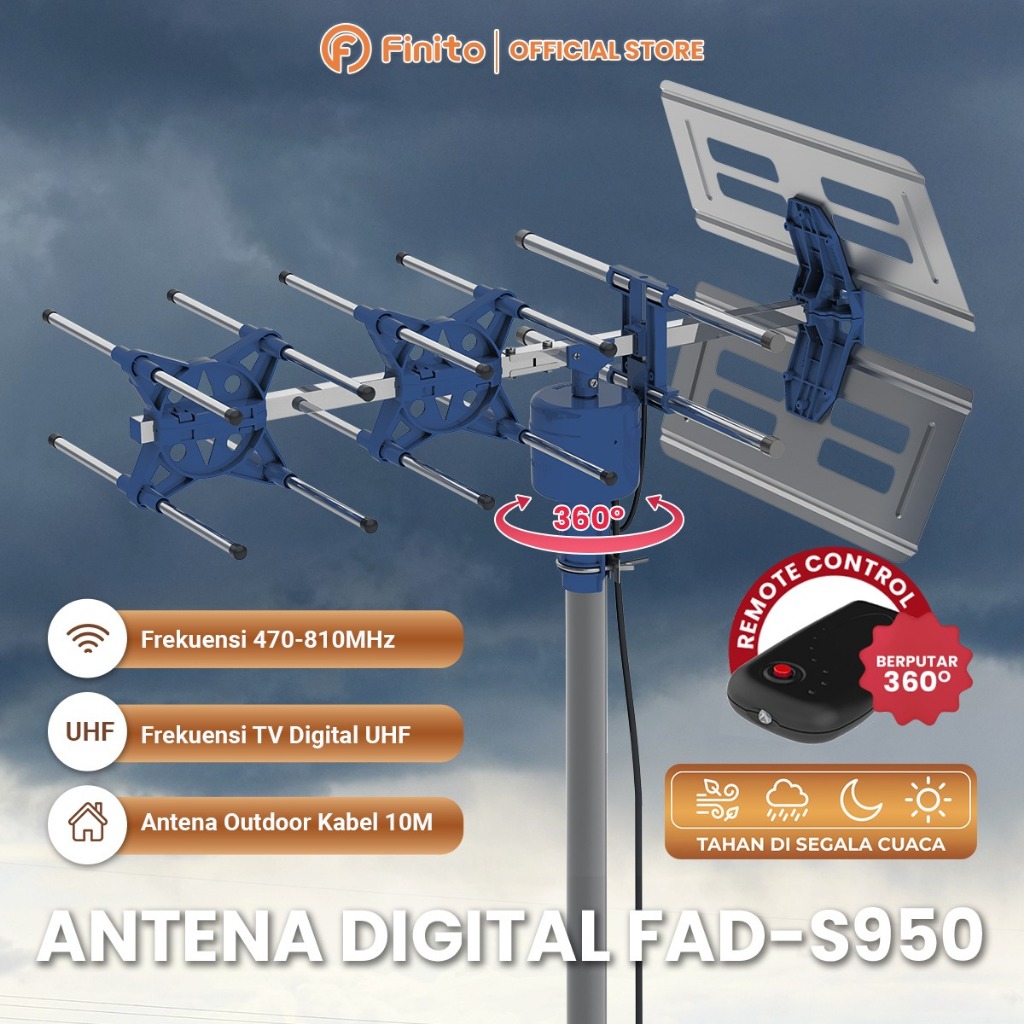 FINITO Antena Digital Remot Elegant Outdoor FAD-S950 Outdoor Antena HD TV Digital Outdoor Remot Bost