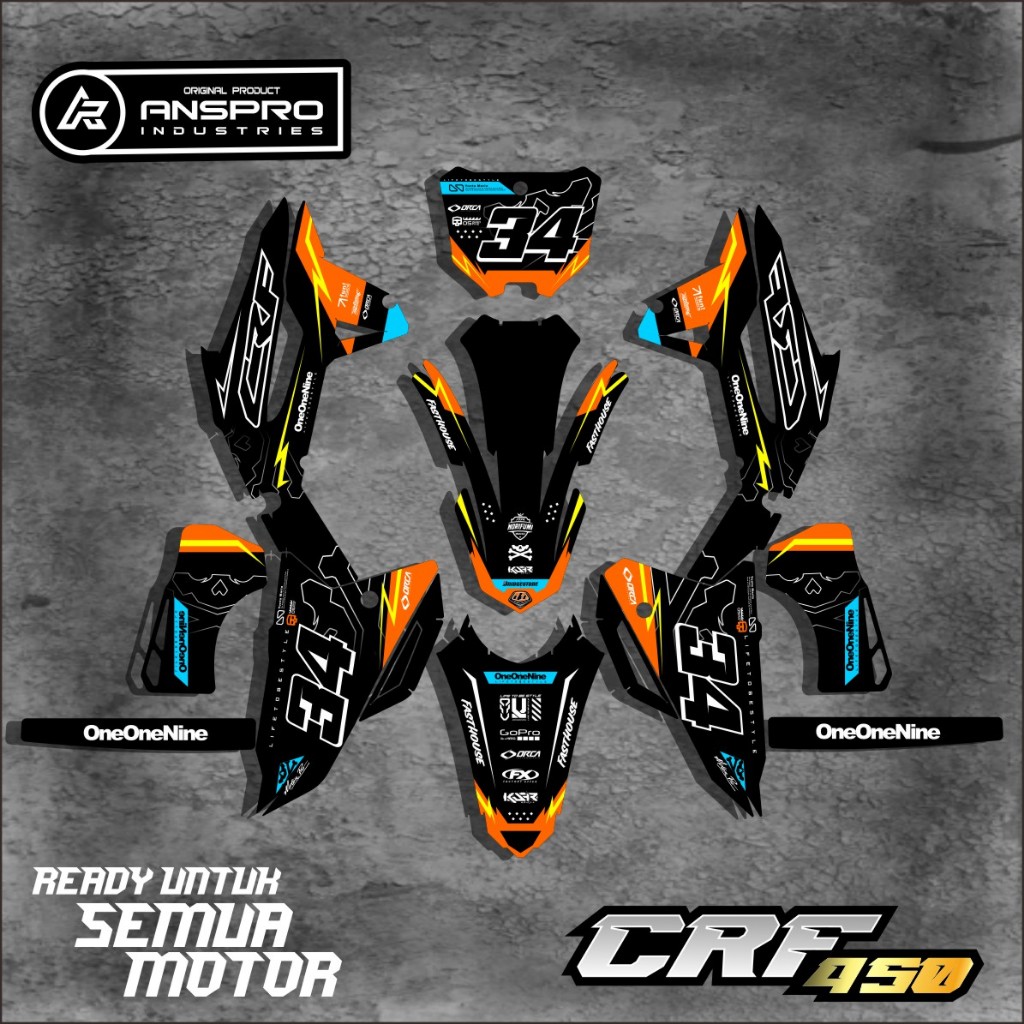 DECAL FULL BODY CRF 450 STIKER PELINDUNG BODY MOTOR CRF 450 FREE CUSTOM