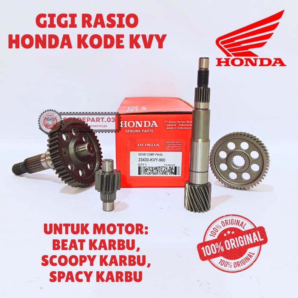 GIGI RASIO ORIGINAL HONDA KODE KVY, GIGI RASIO BEAT KARBU, GIGI RASIO SCOOPY KARBU, GIGI RASIO SPACY