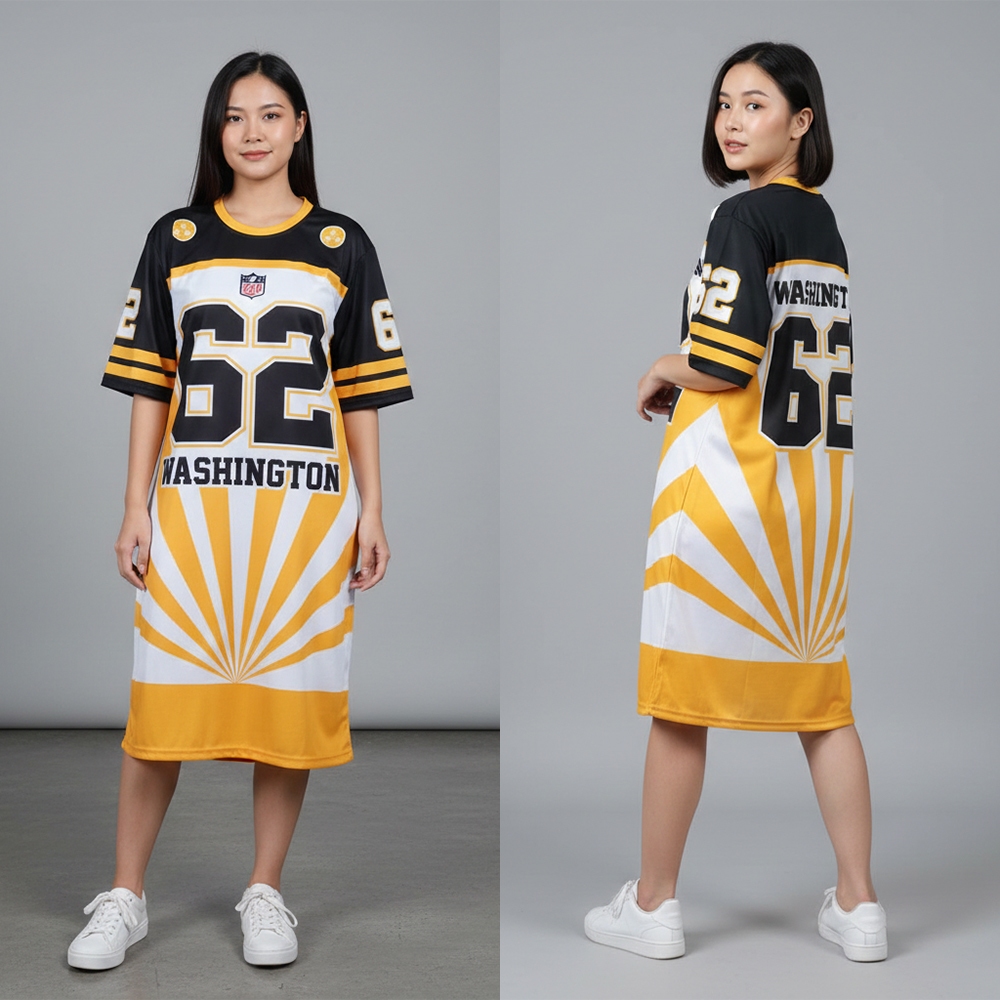 Dress Jersey Wanita Washington 62 Dress Jersey Casual Daily Midi Dress Wanita Motif Printing Yukari