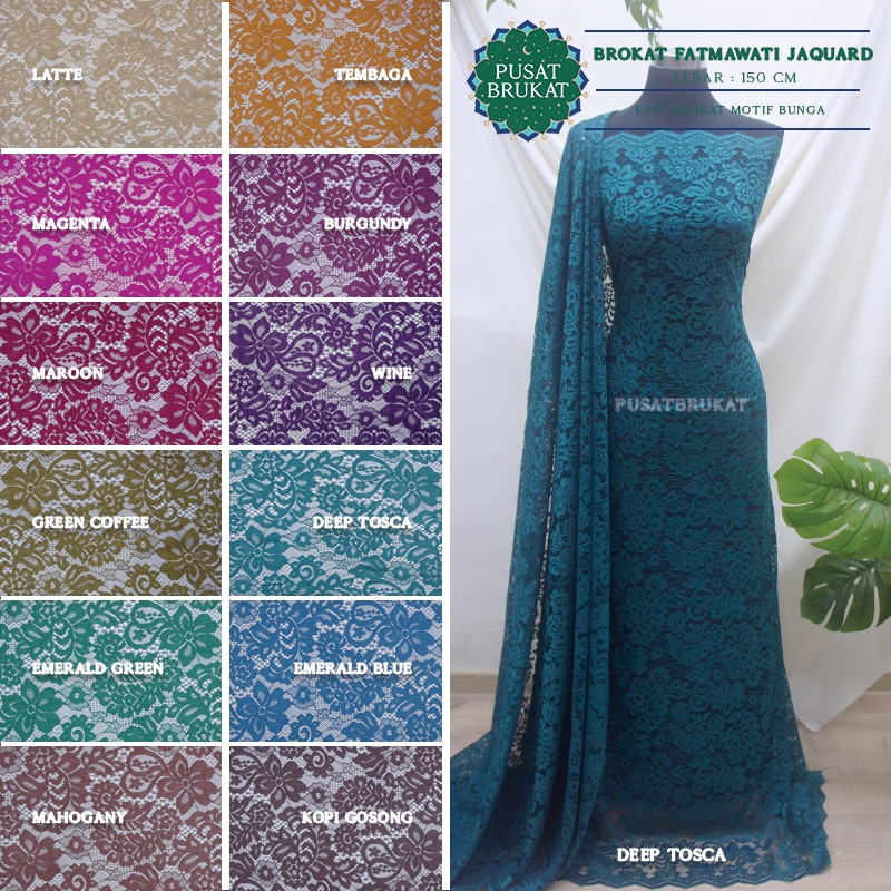 KAIN BRUKAT FATMAWATI PREMIUM / BAHAN KEBAYA METERAN BROKAT JAQUARD / COCOK UNTUK DRESS GAUN GAMIS -