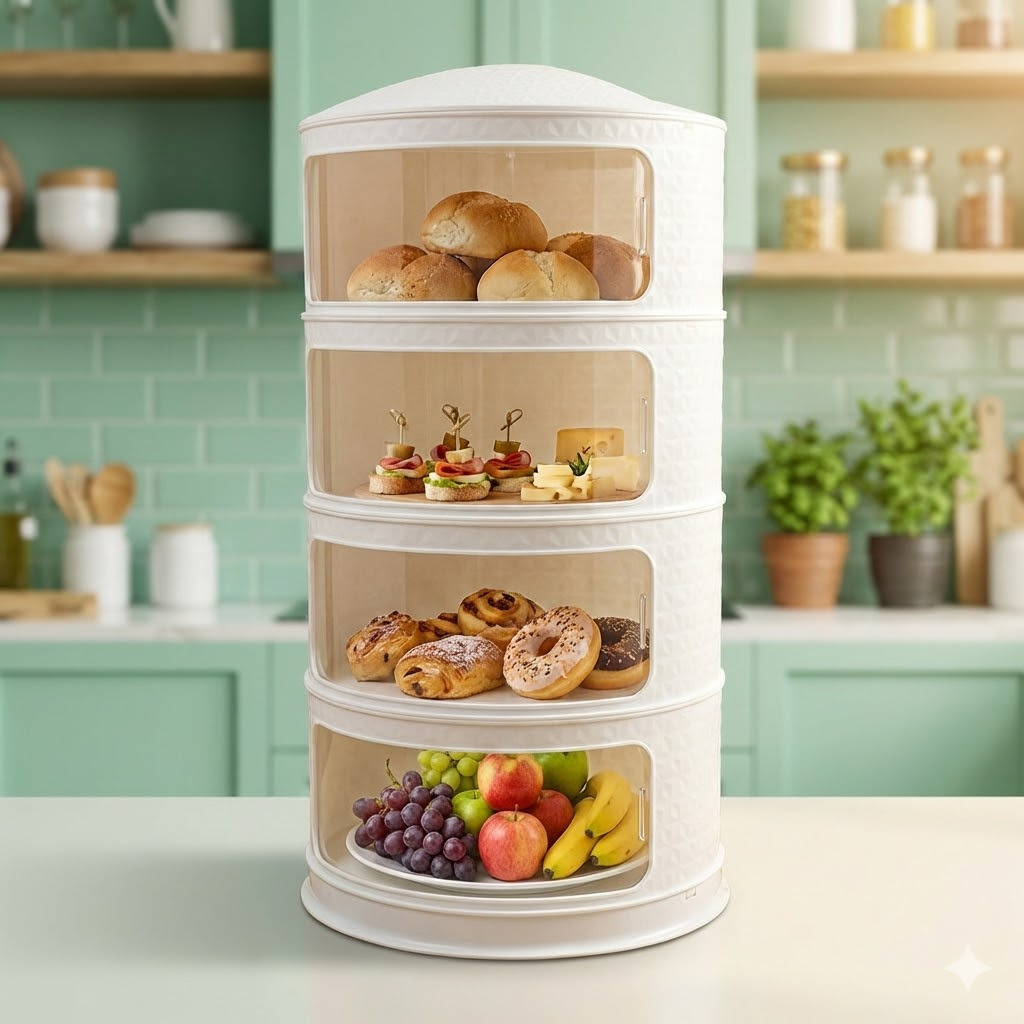 TOPSOUL Food Cover 4 Tingkat / Tudung Saji 4 Susun Rak Penutup Makanan Tray Box Nampan Modern