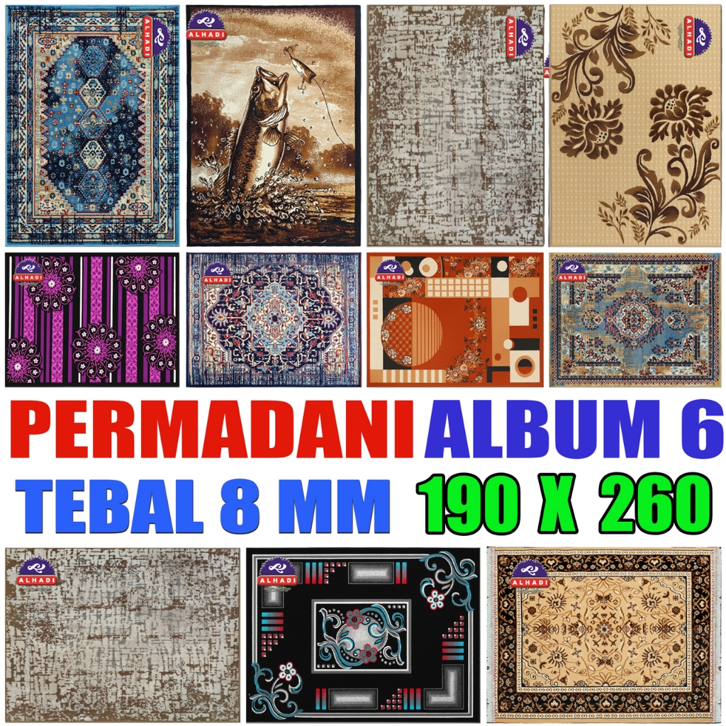 Alhadi Permadani 190 x 260cm Tebal 8mm Karpet Lantai Shabel Mobel Afbel Abstrak Modern Klasik 6