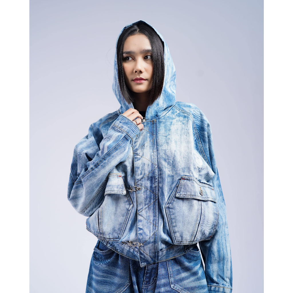 Bawwa | Jaket  FIREMAN CLASP WASH GESTURAL | JONES SERIES |  BLUE GESTURAL |  Jaket Hoodie FIREMAN C