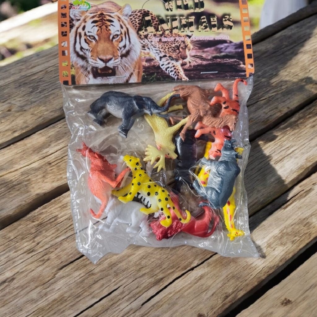 MAINAN HEWAN KARET SET ISI 12 PCS WILD ANIMALS / Mainan Hewan Karet / hewan miniatur zoo ternak