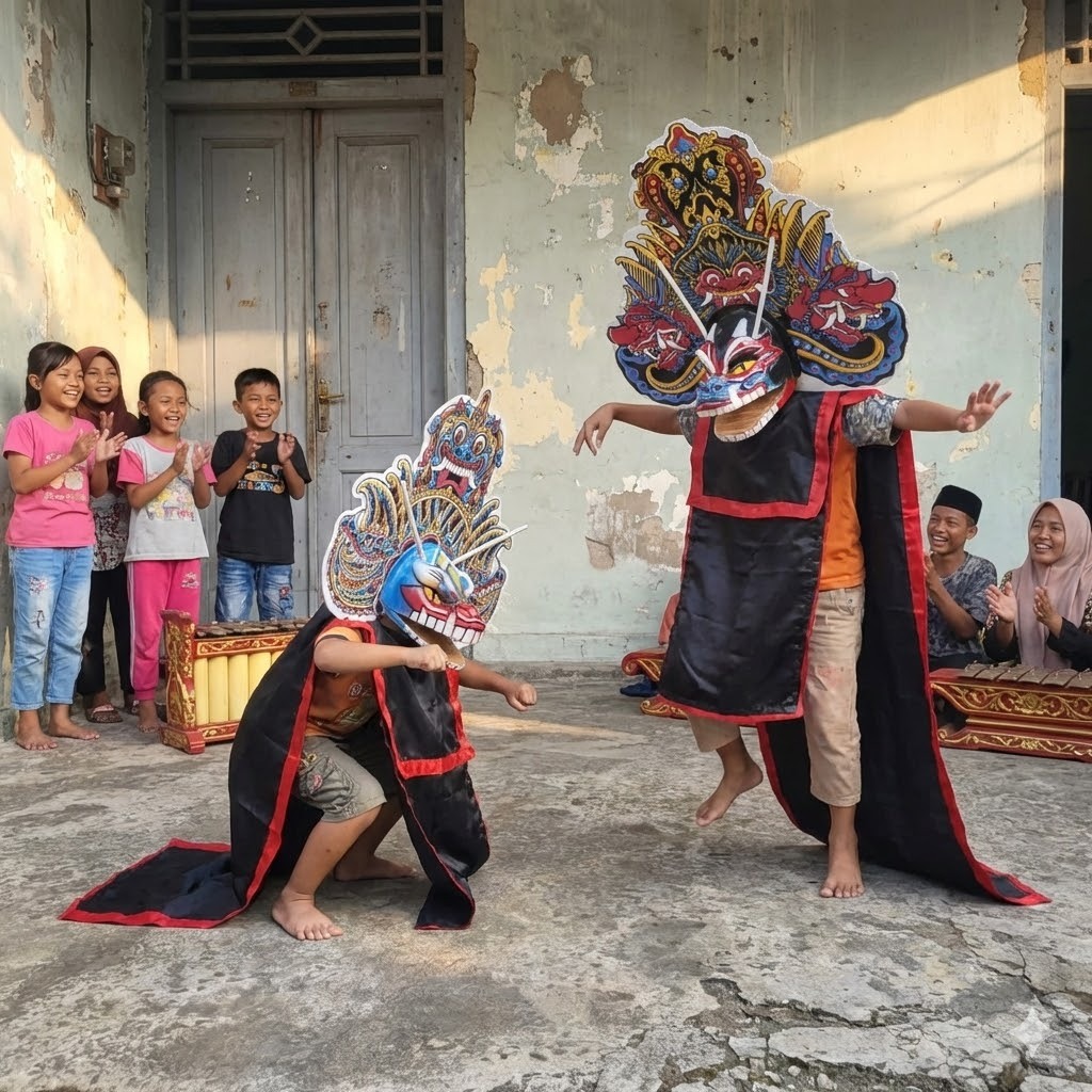 Barongan Kucingan Kualitas premium ada 2 ukuran barong devil anak seram , Caplokan kayu.