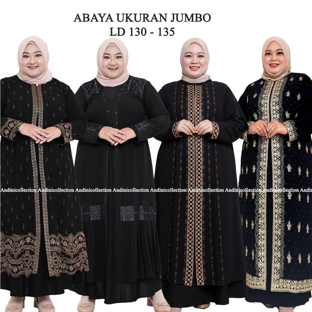 ANDINICOLLECTION Abaya Hitam JUMBO LD 130-135 -  Gamis Hitam Jumbo / Gamis Wanita Abaya Hitam / Gami