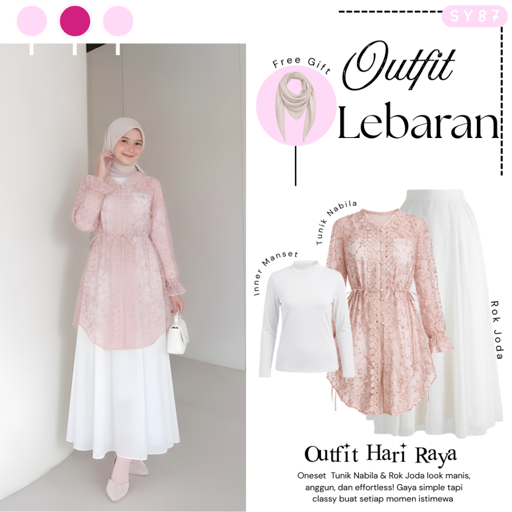 One Set Kondangan ( Bella Square + Inner  Manset + Tunik Nabila + Rok ) Outfit Kondangan Elegan Wani