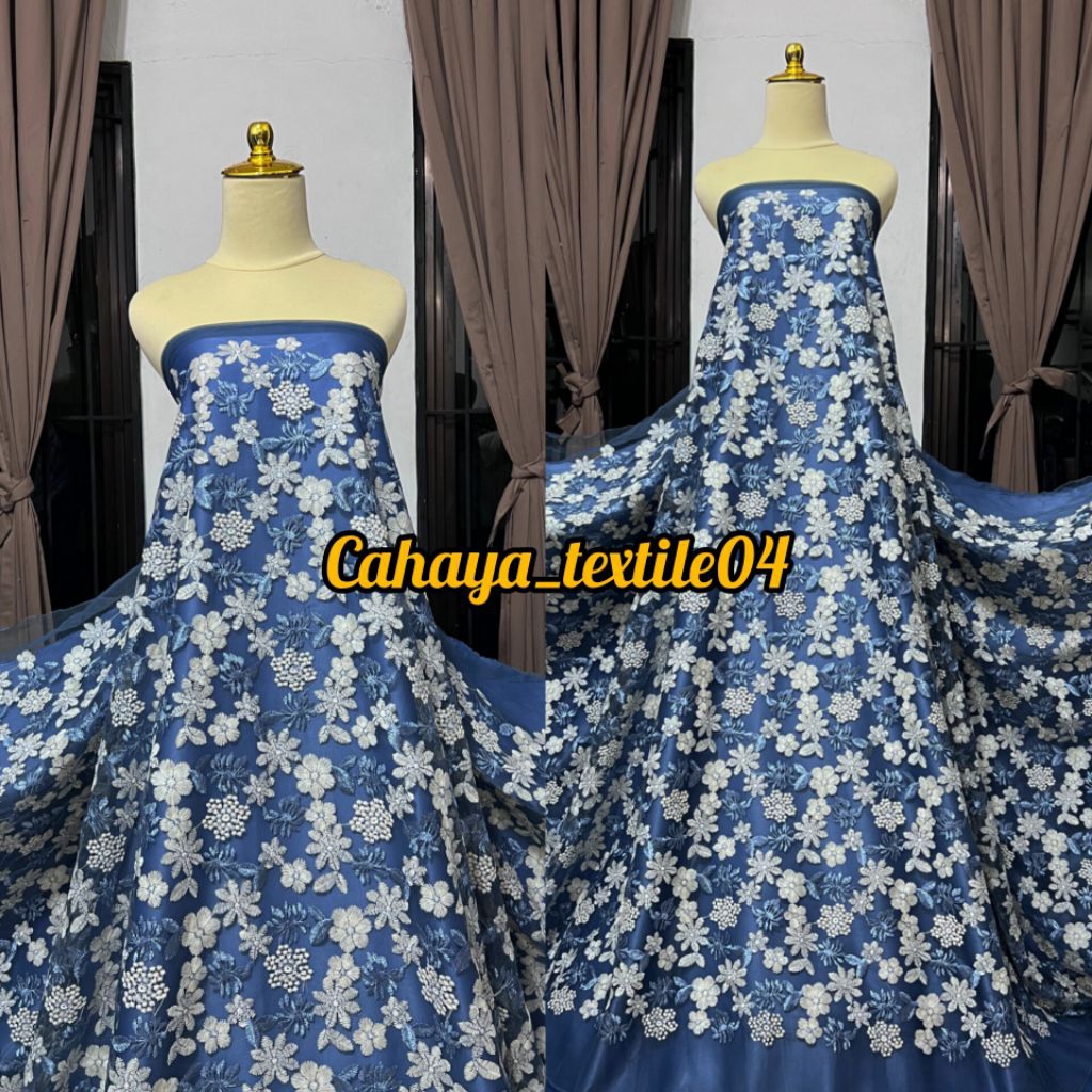 Kain Tile Garden Motif Bunga Full/Tile Garden Bunga Timbul/Tile Premium Tebal dan Halus/Harga 0,5m