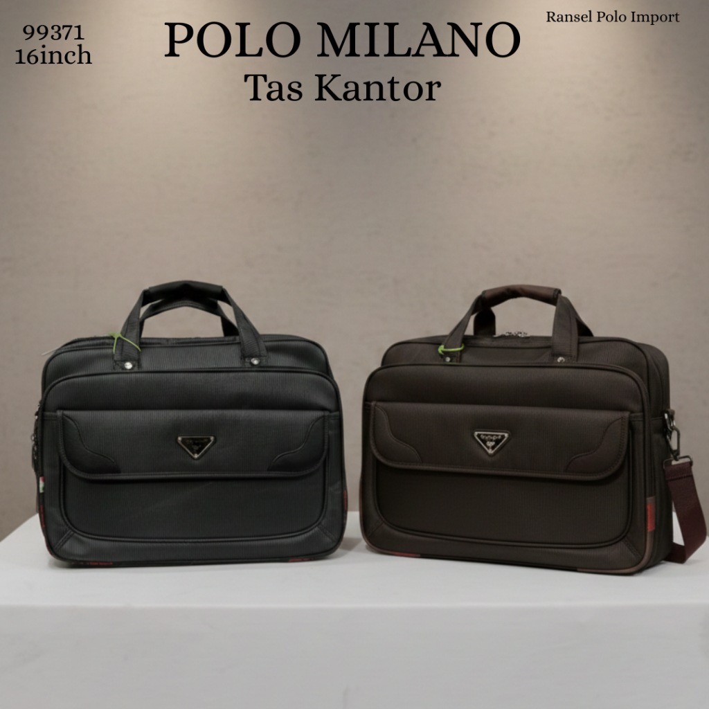 Polo Milano Tas Kantor Laptop Tutup Selempang Tenteng Multi Fungsi 99371 Original Black