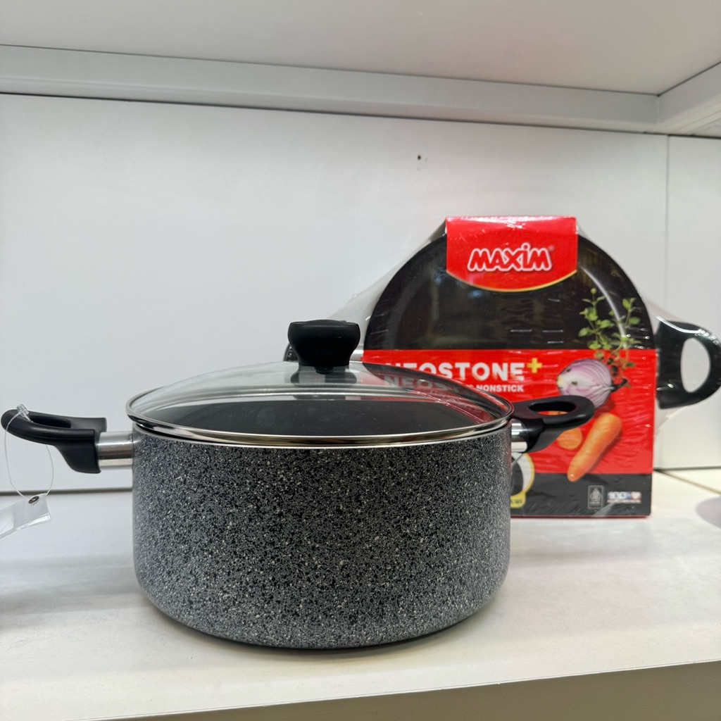 MAXIM Panci Neostone 24 cm Panci Keramik Teflon Tutup Kaca