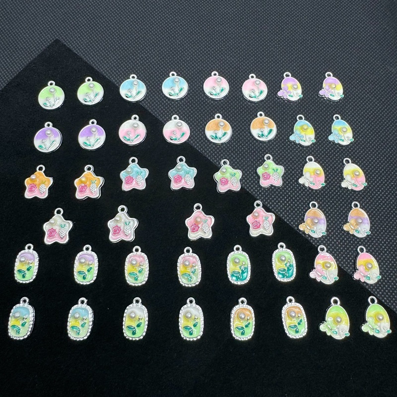 Liontin Lukisan Minyak Taman Monet, Bunga, Kupu-kupu,Mutiara, Gelang, Kalung, Anting-anting DIY