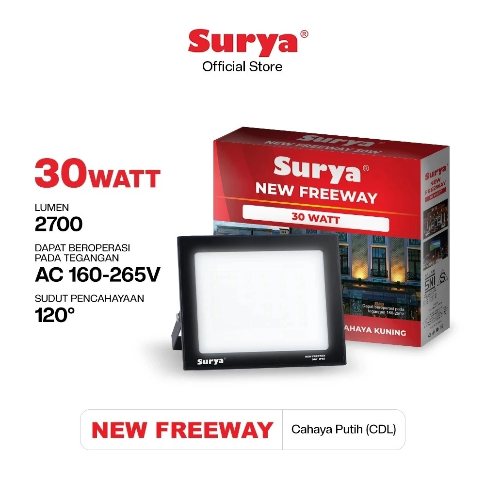 Lampu Sorot Surya Putih Freeway 30 watt 30w LED Taman Rumah Lampu Tembak