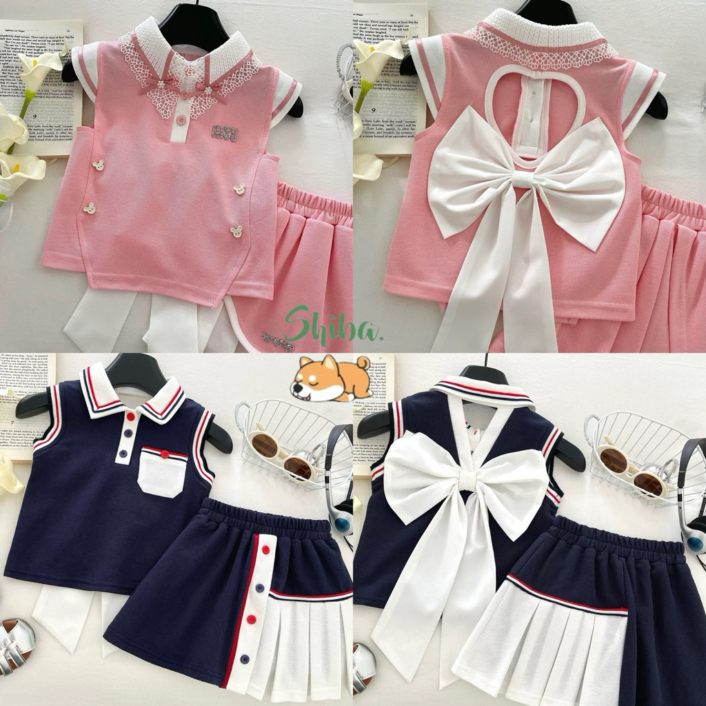 (2-9 TAHUN) Setelan Korea Anak Perempuan Import | Setelan Baju Rok Tennis Sporty Anak Perempuan | Ba