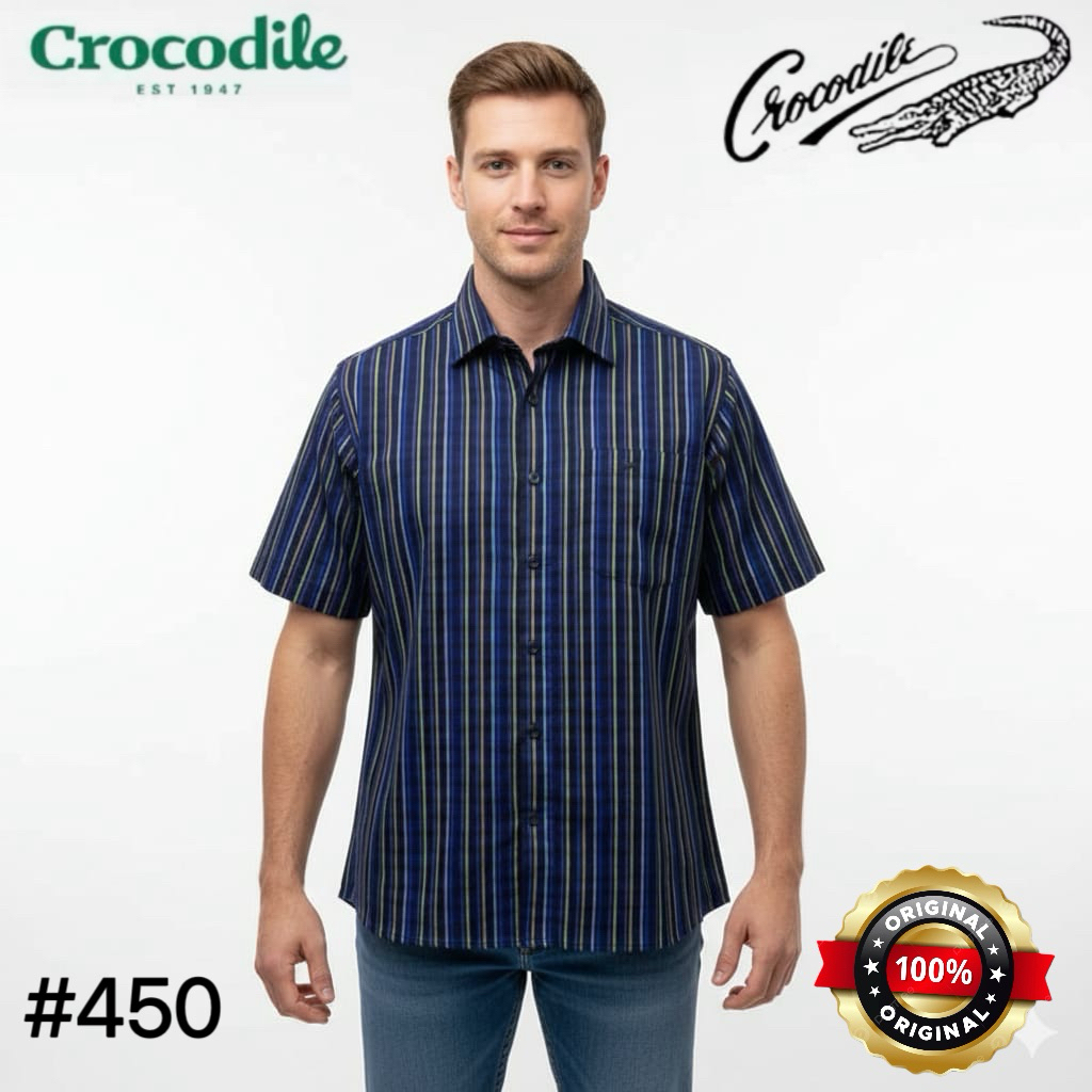 ( LUXOYEZ ) 450 BAJU CROCODILE BRANDED BISA COD PRIA KEMEJA ATASAN BAHAN KATUN MEDAN KERAH MEN UNTUK