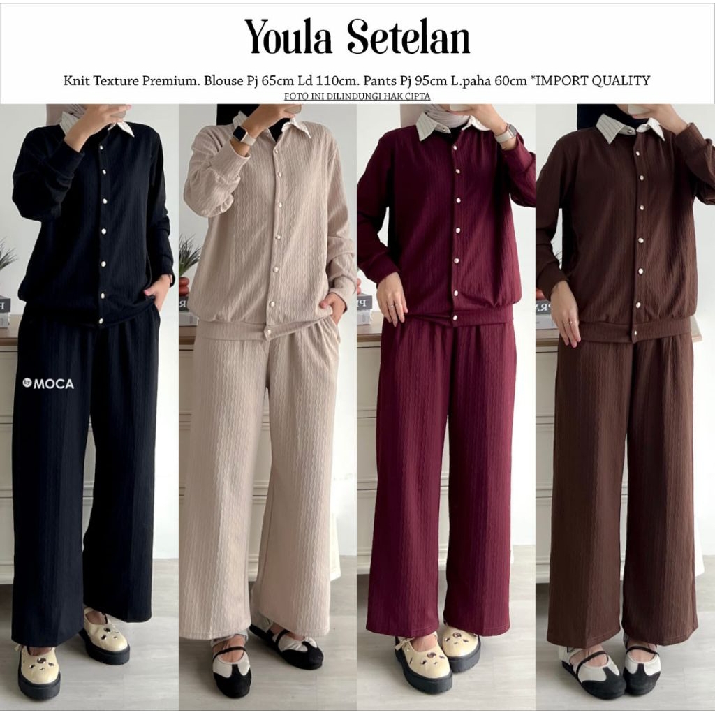Youla Set Setelan Oneset Jumbo Allsize Premium Knit Uniqlo Original Ori Moca Berlabel
