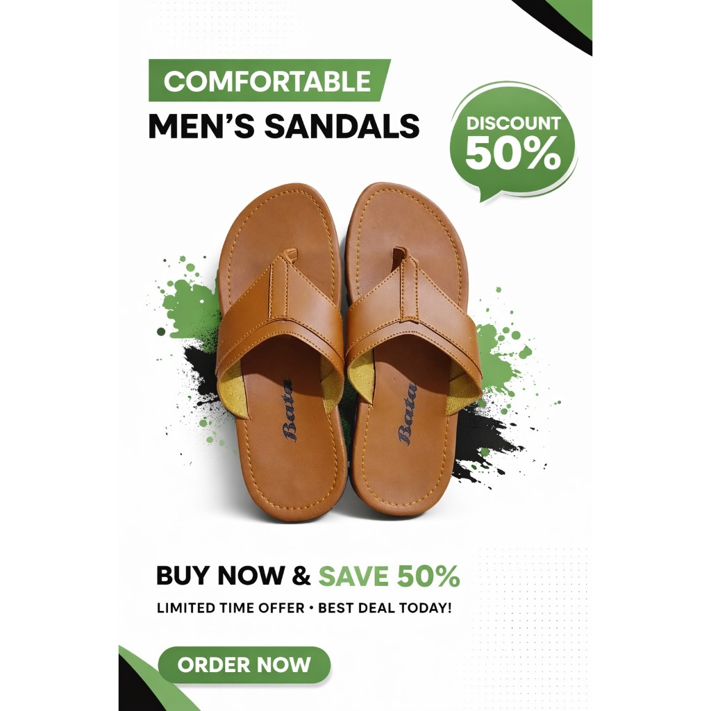 Sandal Jepit Pria Dewasa Sandal Bata Kulit Sintetis Jepit Kulit asli Original Model Terbaru ukuran 3