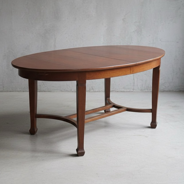 Meja Makan Oval Jati Lipat Kolonial Vintage | Meja Antik Klasik