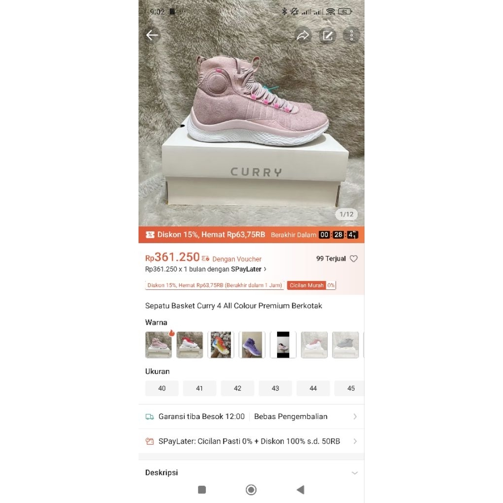 Sepatu Basket Curry 4 AllColour