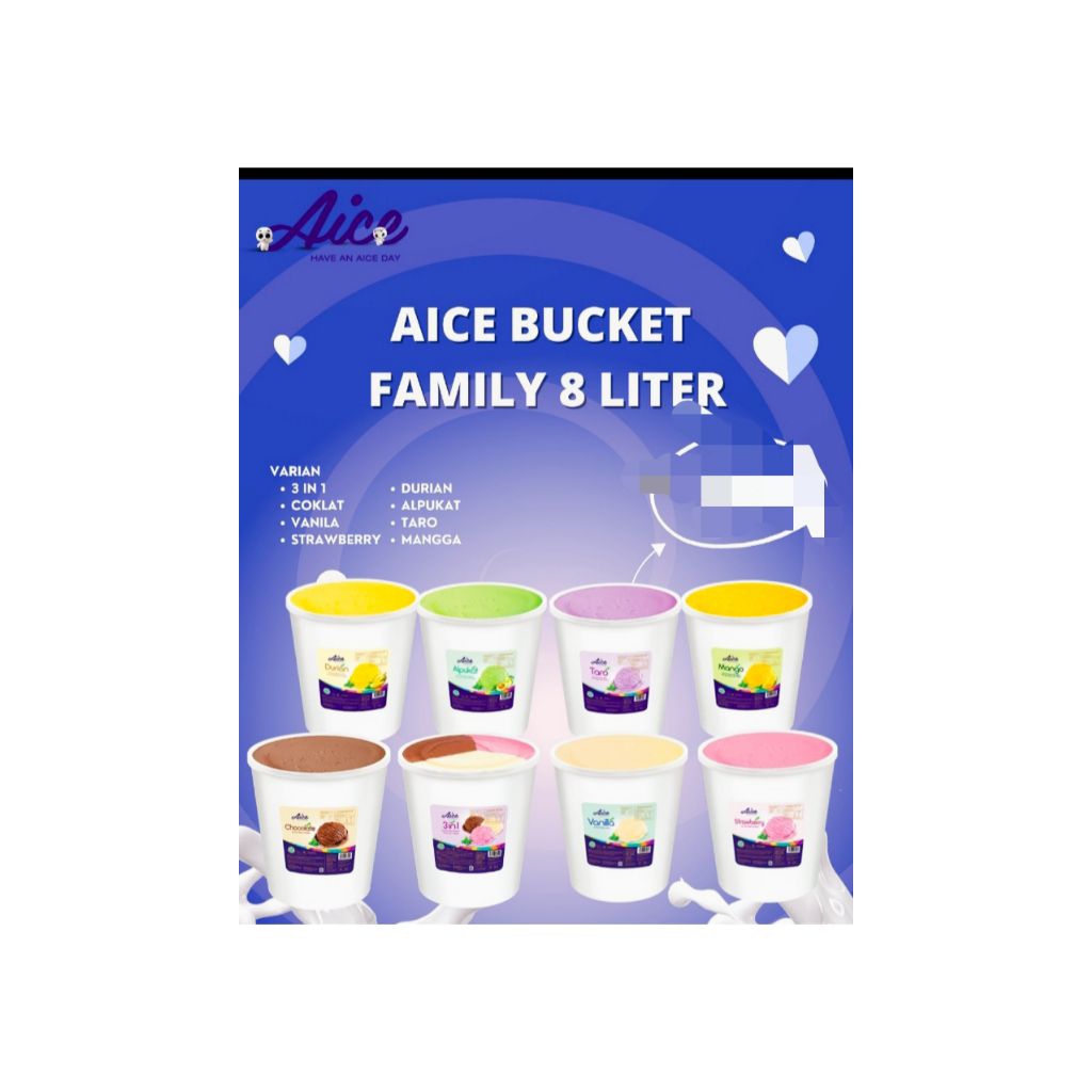 Es Krim Aice 8 Liter Family 3 in 1 - Rasa Vanilla, Strawberry, Cokelat