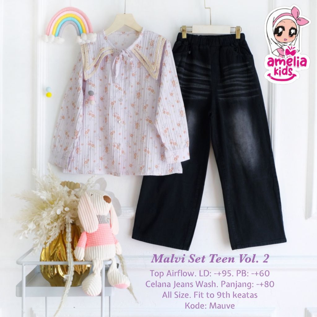 [ ata.id kids ] Malvi Vol.2 setelan celana kulot jeans muslim anak perempuan by Amelia kids