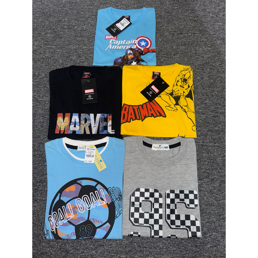 Kaos baju Atasan Marvel - Nevada - Aero boys Original Size 5-6 Tahun
