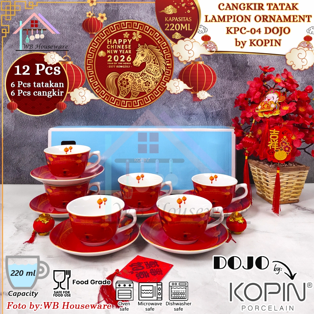 DOJO By KOPIN Cangkir set 6 pasang special tahun baru imlek 2026 motif red lampion ornament / gelas 