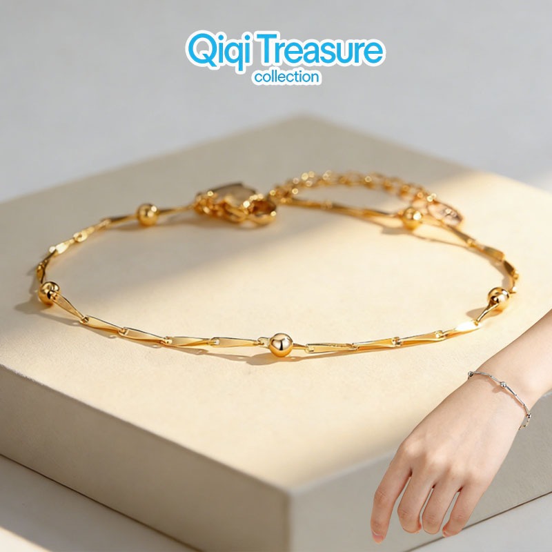 Gelang Kaki Titanium Wanita Emas Muda Perak Asli Dewasa Anti Karat Silver Kerincing Murah Krincing