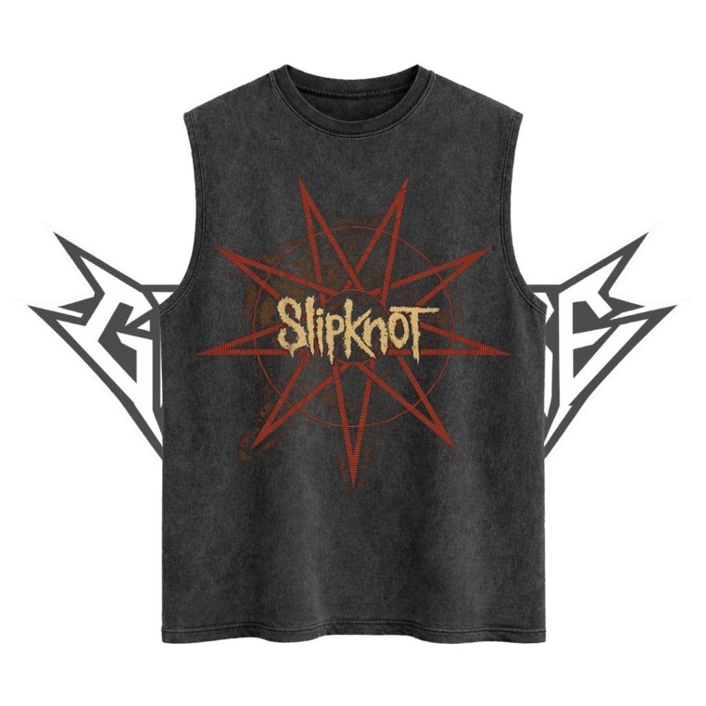 Glatosphere "Slipknot" Sleeveless Oversized T-Shirt | Stone Wash | Kaos Oversize | Vintage | Atasan 