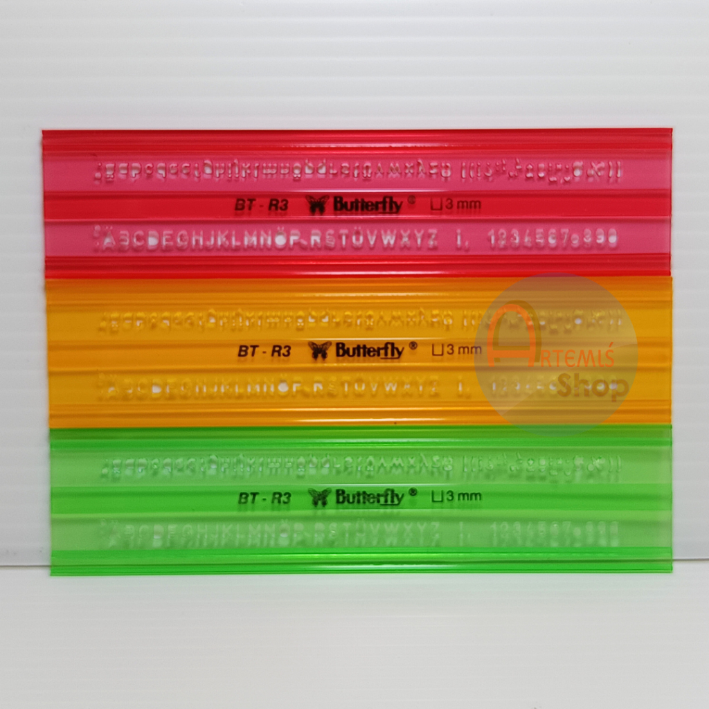 Penggaris Sablon Mal BUTTERFLY BT-R3 3 mm Huruf Angka