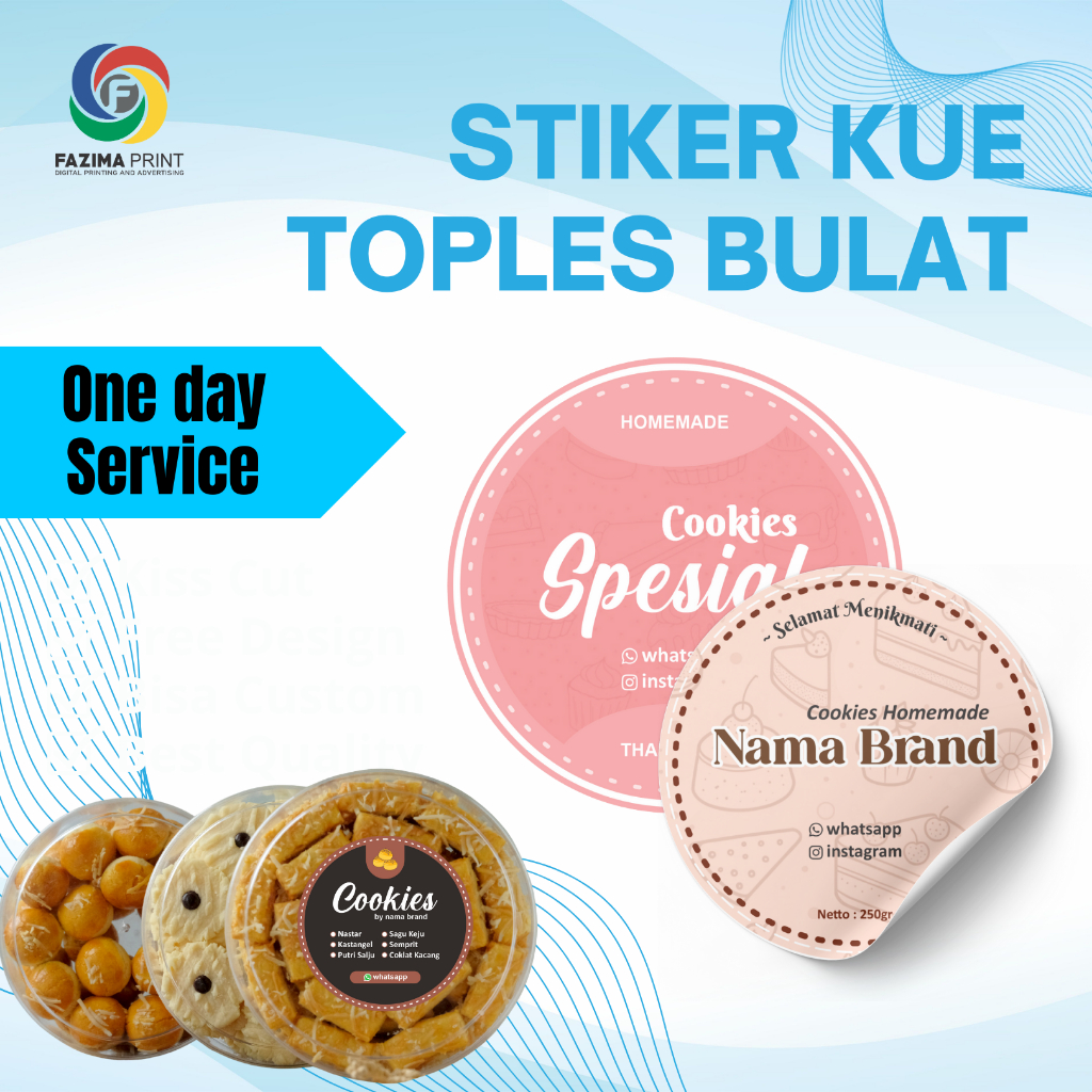 STIKER KUE TOPLES BULAT I STIKER KUE KERING | STIKER CHROMO | STIKER CUTTING PERLEMBAR A3